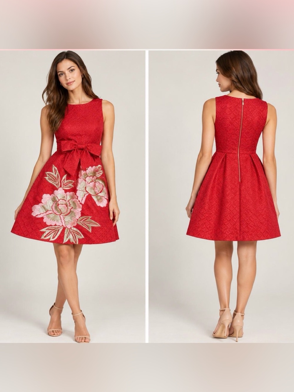Ted Baker Red Floral Sleeveless Dress size 1